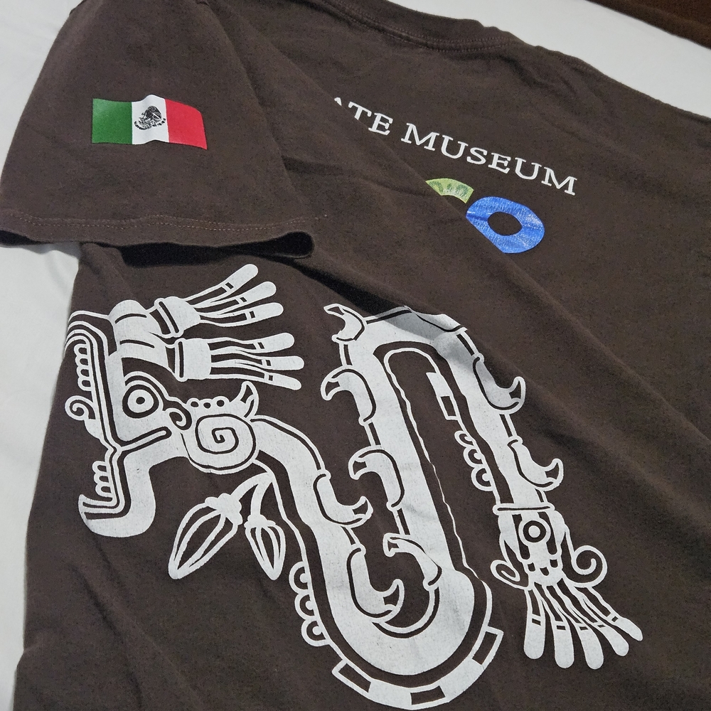 Brown Graphic T-Shirt with Mexican Flag